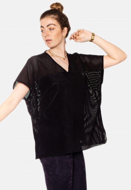 RILEY OVERSIZED SUEDE BLOUSE – BLACK