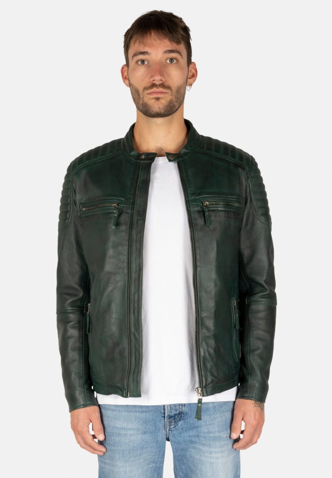 s-w-stripes-green-leather-jacket